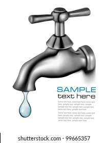 Water Tap With Drop. Vector Illustration.