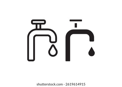 Water Tap Faucet Icon with Droplet Minimal Style Vector