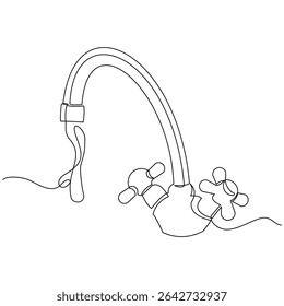 torneira torneira pia banheiro e cozinha equipamento doméstico esboço desenho editável traço vetor ilustração