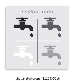 Water tap flat black and white vector icon.