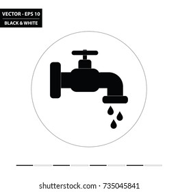 Water tap flat black and white icon. Vector Illustration.