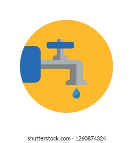 water tap flat icon isolated on yellow background. Simple sign symbol in flat style.Plumbing Vector illustration for web and mobile design. 