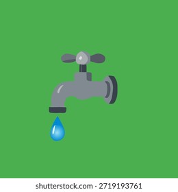 Water tap in flat style for water saving concept design. Great for conservation education, infographics, eco campaigns, and awareness materials.