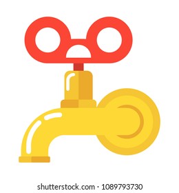 Water tap. Flat vector cartoon illustration. Objects isolated on white background.