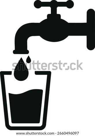 Water Tap and Glass Vector Icon for Clean Drinking Water