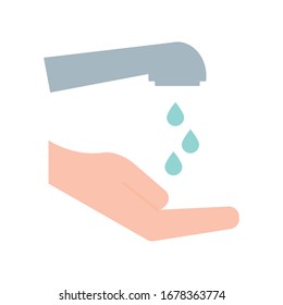 Water tap and hand flat style icon design of Medical care hygiene health emergency aid exam clinic and patient theme Vector illustration