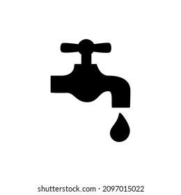 Water Tap Icon in black flat glyph, filled style isolated on white background