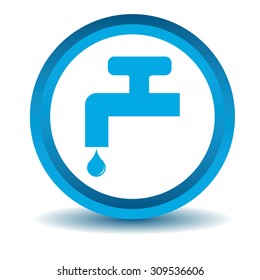Water tap icon, blue, 3D, isolated on white