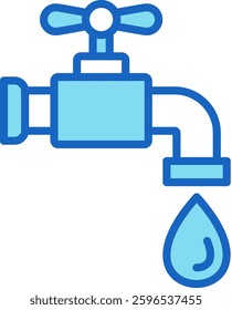 Water Tap Icon Blue Vector Illustration