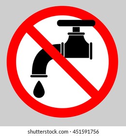 Water tap icon. Crossed sign. Flat vector stock illustration. 