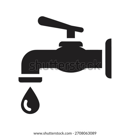 Water tap icon design concept symbolizing water conservation plumbing liquid purity natural resource management