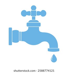 water tap icon. Water Tap with Drop Symbolizing Conservation and Utility. vector illustration
