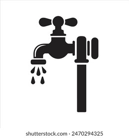 Water tap icon. Faucet with a drop of water icon