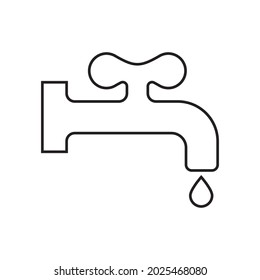 Water tap icon. Faucet symbol, plumbing sign, drip silhouette, turn off tap concept, old dripping faucet button, vector illustration