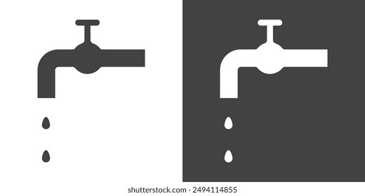Icono de grifo de agua Conjunto plano en Vector de contorno de color blanco y negro