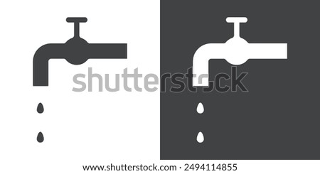 Water tap icon Flat set in black and white color outline vector