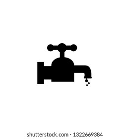 Water Tap Icon In Flat Style Vector For Apps, UI, Websites. Black Icon Vector Illustration.