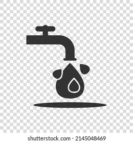 Water tap icon in flat style. Droplet vector illustration on white isolated background. Faucet falling sign business concept.