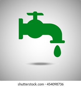 Water Tap icon. Flat style.Grey background. Vector illustration.