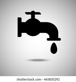 Water Tap icon. Flat style.Grey background. Vector illustration.