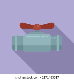 Water tap icon flat vector. Flange pressure. Drain steel