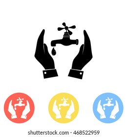 Water tap icon in hands
