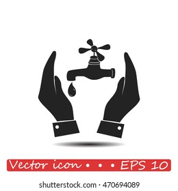 Water tap icon in hands