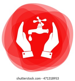 Water tap icon in hands
