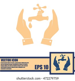 Water tap icon in hands