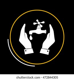Water tap icon in hands