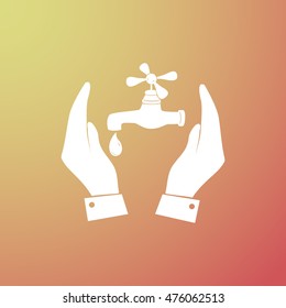Water tap icon in hands
