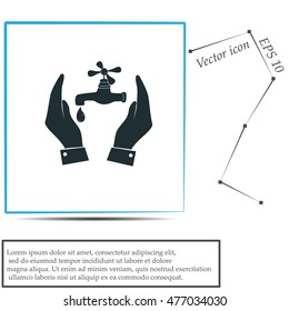 Water tap icon in hands