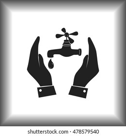 Water tap icon in hands
