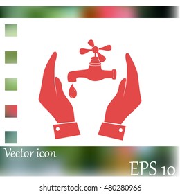 Water tap icon in hands
