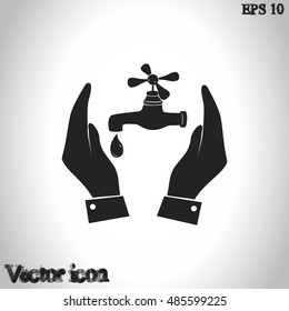Water tap icon in hands