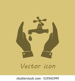 Water tap icon in hands