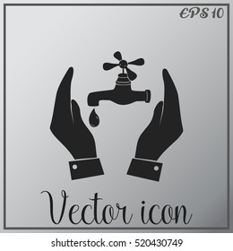 Water tap icon in hands