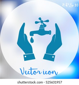 Water tap icon in hands