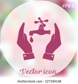 Water tap icon in hands