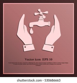Water tap icon in hands