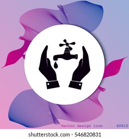 Water tap icon in hands