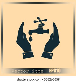 Water tap icon in hands