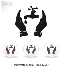 Water tap icon in hands