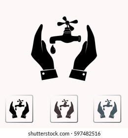 Water tap icon in hands
