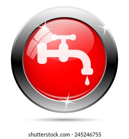 Water tap icon. Internet button on white background. 