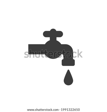 Water Tap Icon Isolated on Black and White Vector Graphic