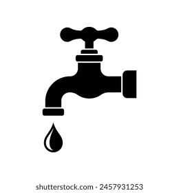 Water tap icon isolated oon white backround.