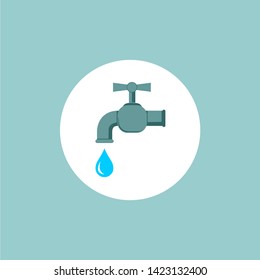 Water tap icon isolated vintage background with water drop