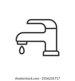 Water tap, icon in line design. Water, tap, faucet, sink, plumbing, flow, pipe on white background vector. Water tap editable stroke icon