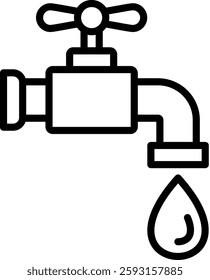 Water Tap Icon Line Vector Illustration